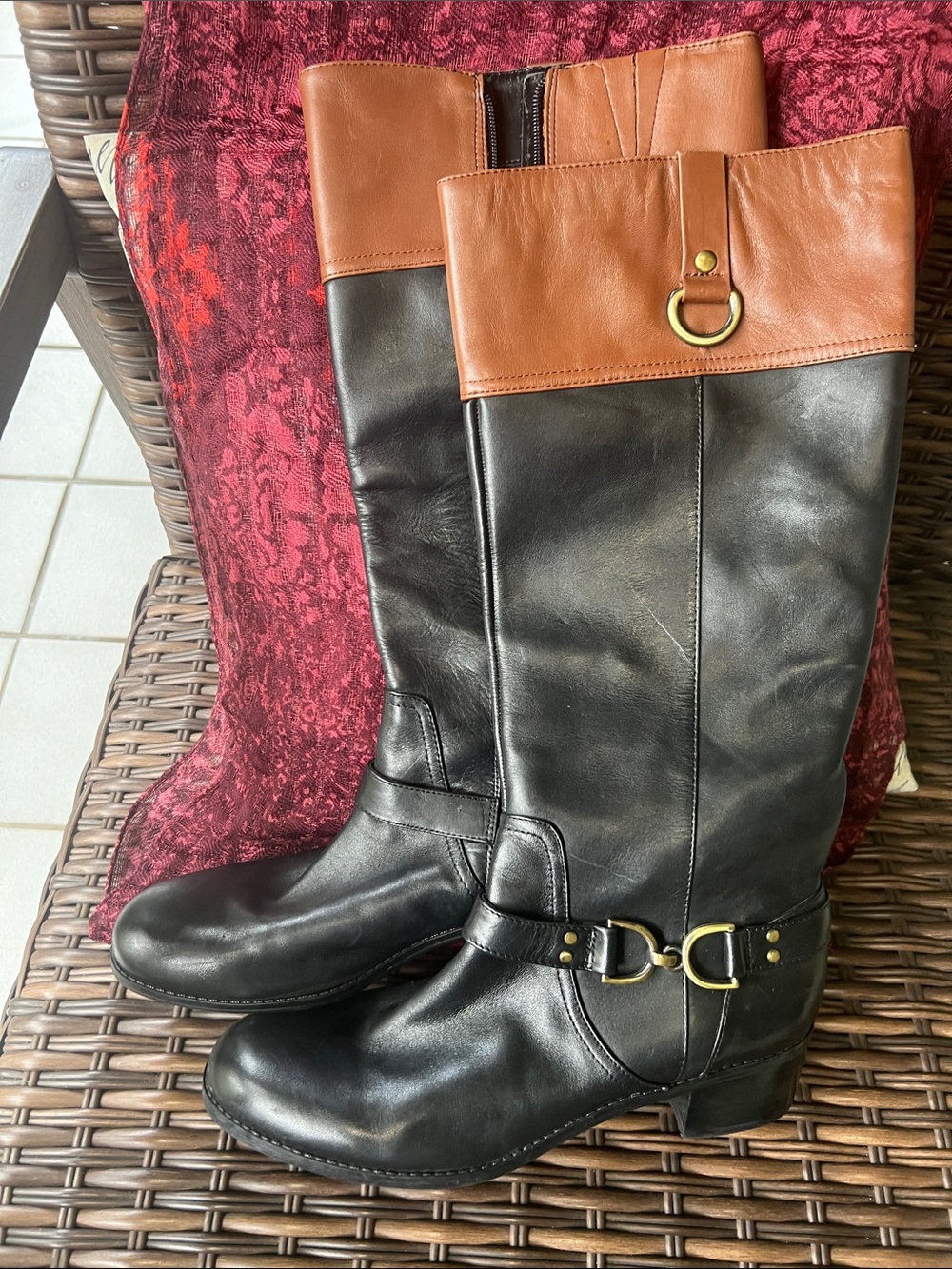Bandolino Black and Brown Two-Tone Over-the-Knee Boots